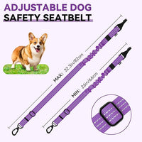 Pawaboo Dog Seatbelt for Car, 3-in-1 Dog Seat Belt Bungee, Shockproof Dogs Tether for Car with Buckle & Hook Latch, Adjustable Reflective Dogs Cars Harness Leash with 360° Lockable Buckle, Purple