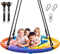Trekassy 45" Spider Web Saucer Tree Swing with Swivel for Kids - Multicolor / 45 inch