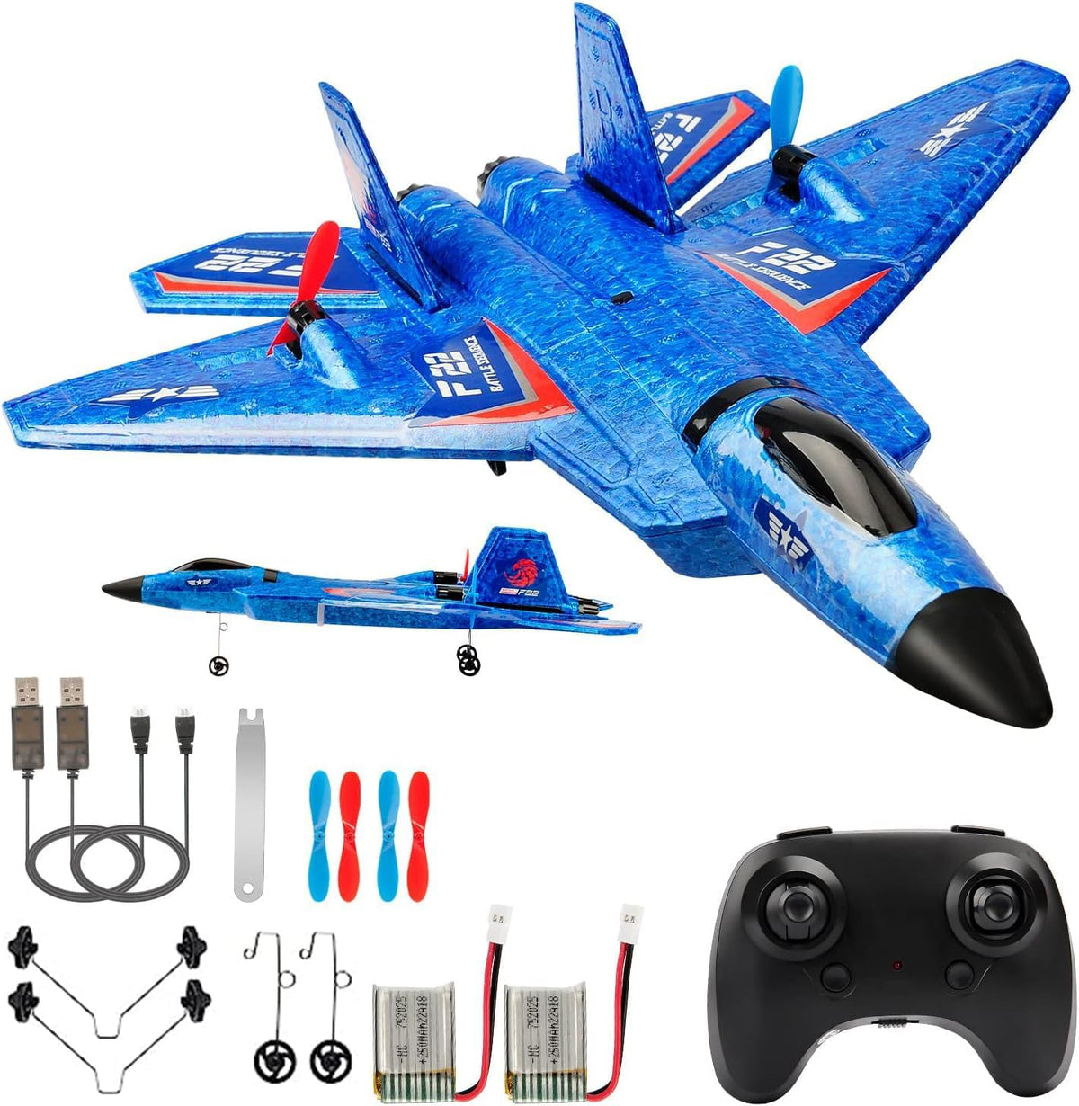RC Plane, F22 RC Airplane Fighter Ready to Fly - Blue F-22 Raptor