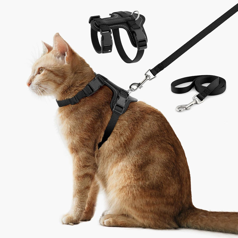 Plutus Pet Adjustable Cat Harness and Leash Set - Black