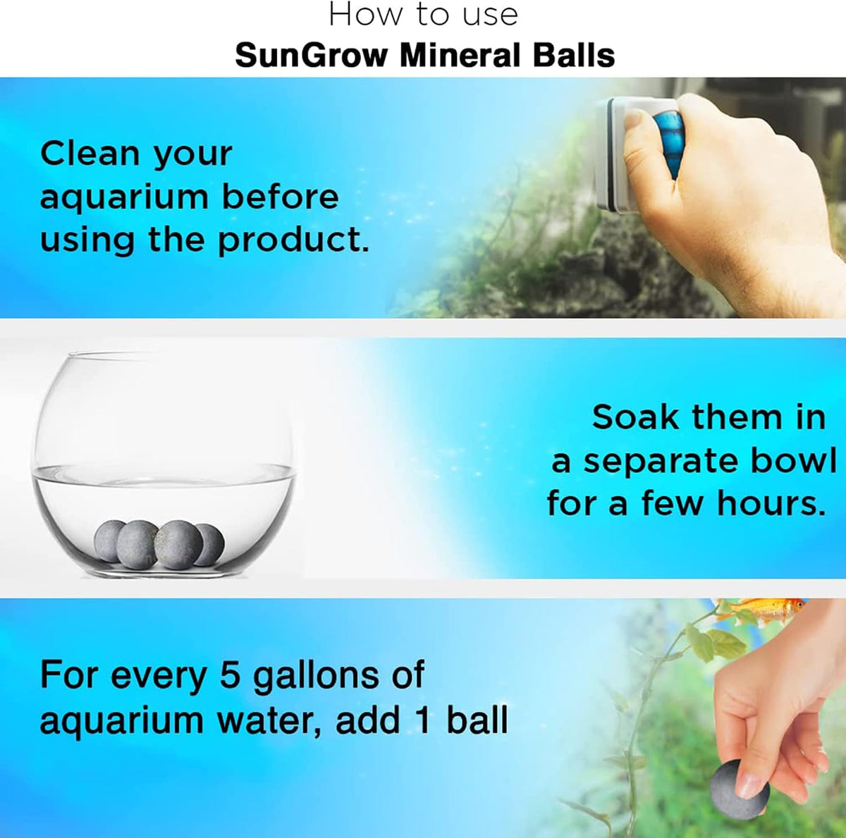 SunGrow gray mineral balls for betta aquariums - view 4