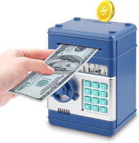 Piggy Bank for Kids Girls Boys with Password Code Lock Cash Coin Can - Dark Blue Without Sitcker