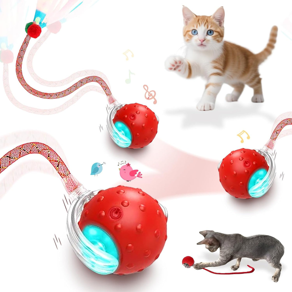 Interactive Cat Toys Smart Ball for Cats & Dogs! Now with 2 Rapid - Blue1 - image 2