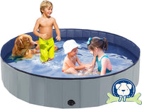 Foldable Dog Pool, Portable Pet Bath Tub and Kiddie Swimming Pool – Essentials for Dogs - 71"-3XL / Gray