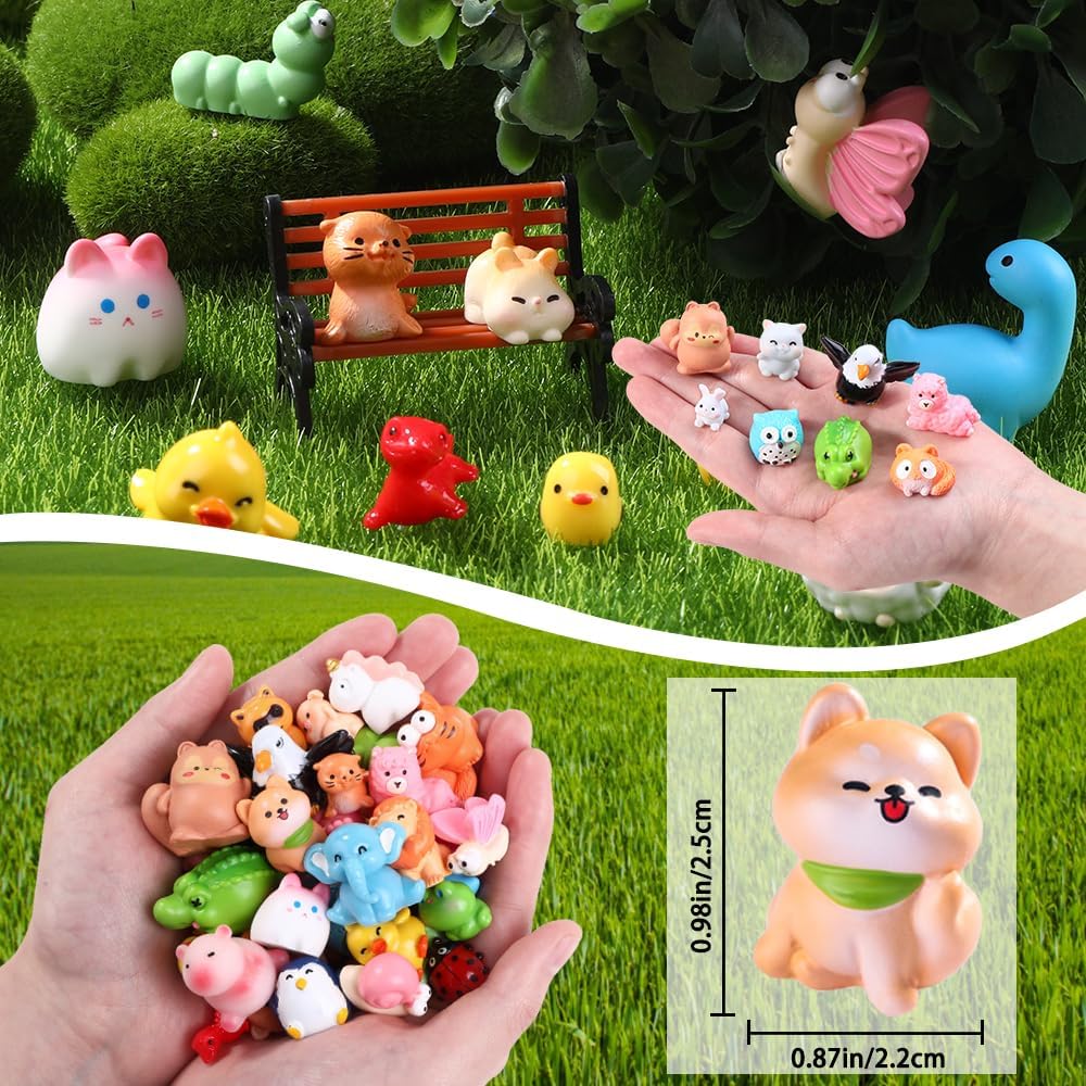 DIYDEC 60PCS Luminous Mini Resin Animals 60 Styles Miniatures Glow - 50pcs Mini Resin Animal - image 2