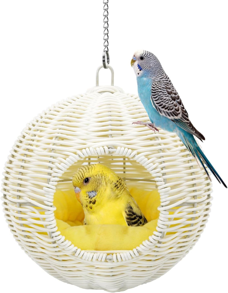 Chewproof Steel Frame Bird Nest for Cage - S-Long Chain-white for Small Birds