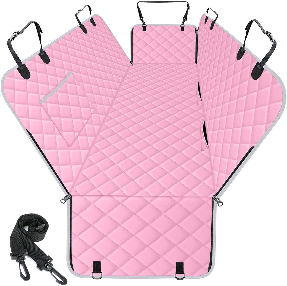 Waterproof Dog Car Seat Cover for Back Seat, Pet Hammock, L - Pink,Grey / Large,Standard