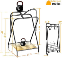 Dunatou Saddle Rack Freestanding Saddle Stand Foldable Horse Saddle Storage Rack Full Size Saddle Pad Rack Horse Blanket Holder Heavy Duty Saddle Holder for English and Western Horse Saddles, Black