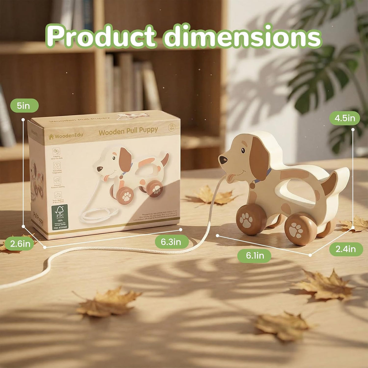 Baby Toys Car,Wooden Pull Along Toy for Toddlers 1 2 3 Year Olds – Fun for Kids & Family - Cute Dog - image 4