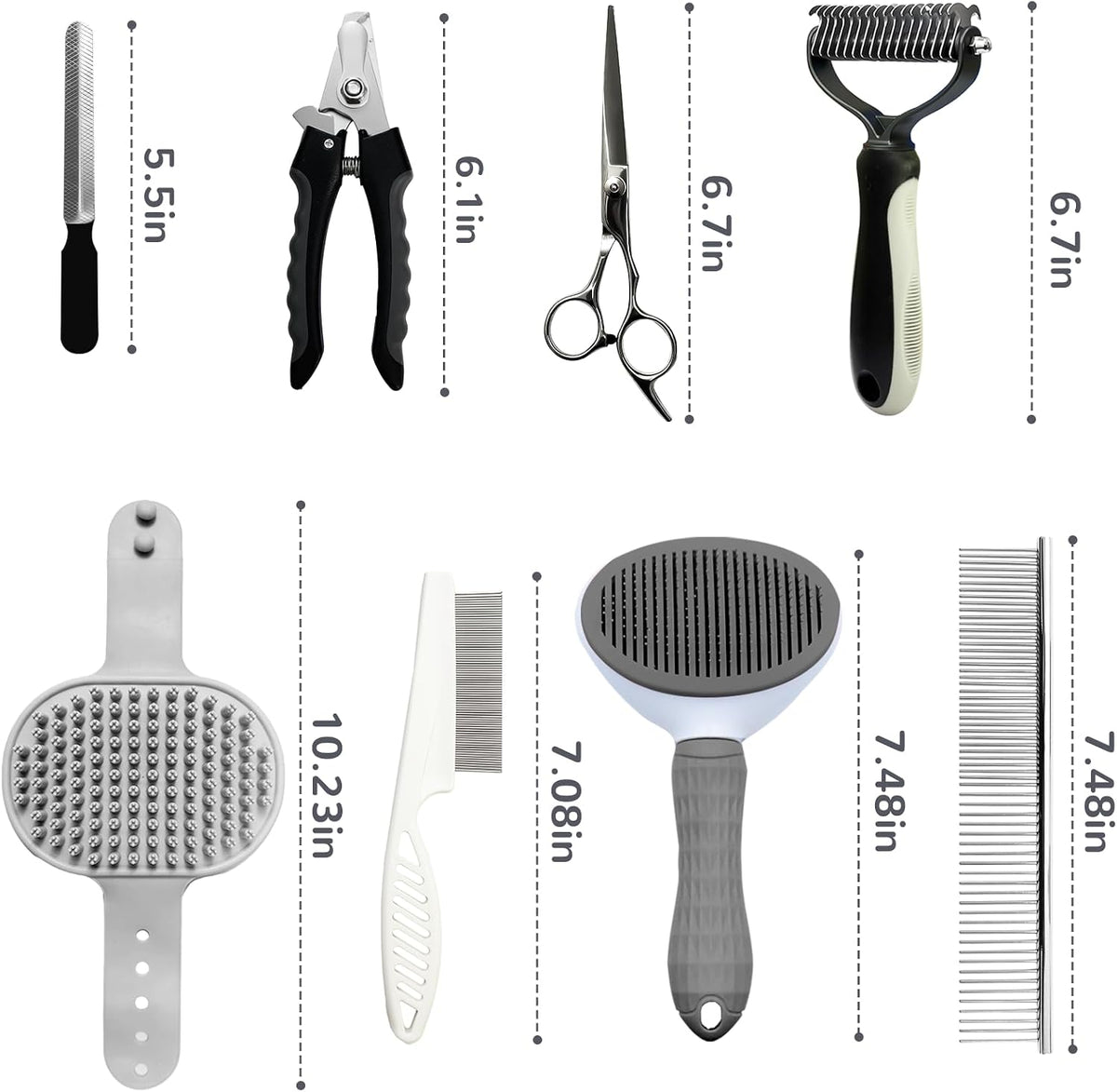 Dog Grooming Kit for Shedding, Bath Gloves - 9 PACK / Gray - image 2