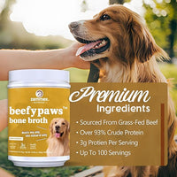 Zammex Grass-Fed Beef Bone Broth Protein Powder for Dogs & Cats - Joint & Bone Support, Healthy Fur Enhancer, Pet Food Topper for Dry & Wet, 10.58oz