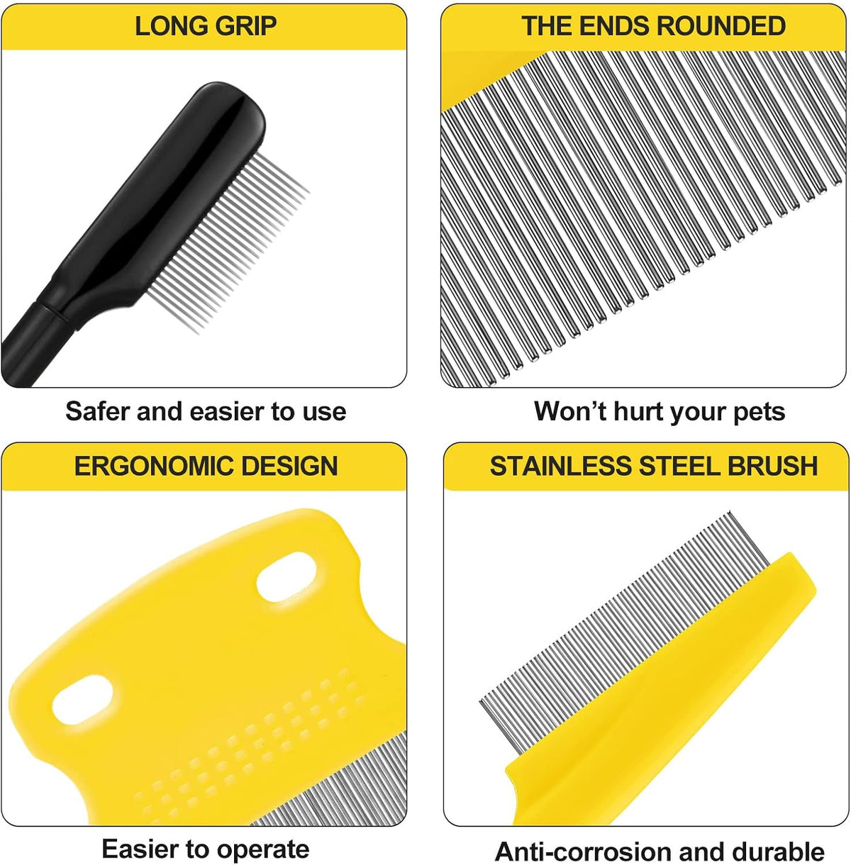 5 Pieces Dog Eye Combs Tear Stain Remover Combs Pet Grooming Comb - Black,Yellow - image 3