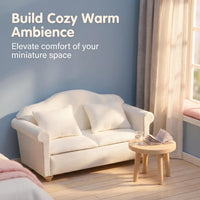 Cutemini white 1/12 scale dollhouse loveseat couch with pillows - view 9