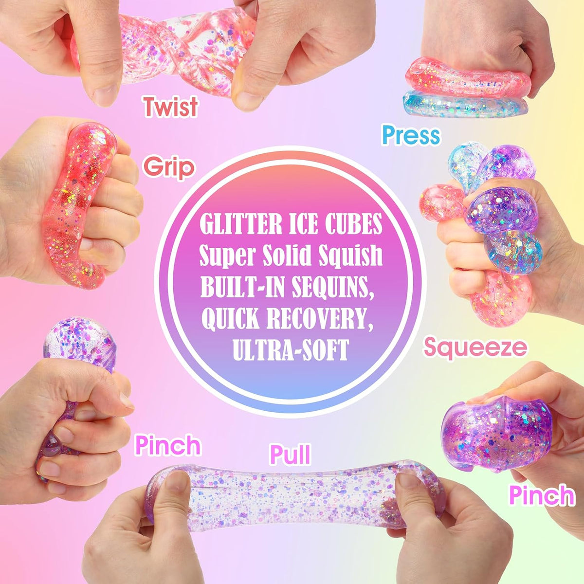 16 Pack Slow Rising Stress Balls，Textured Memory Soft Stress Ball – Fun for Kids & Family - 8 Pack Large Cube Stress Toys - image 2