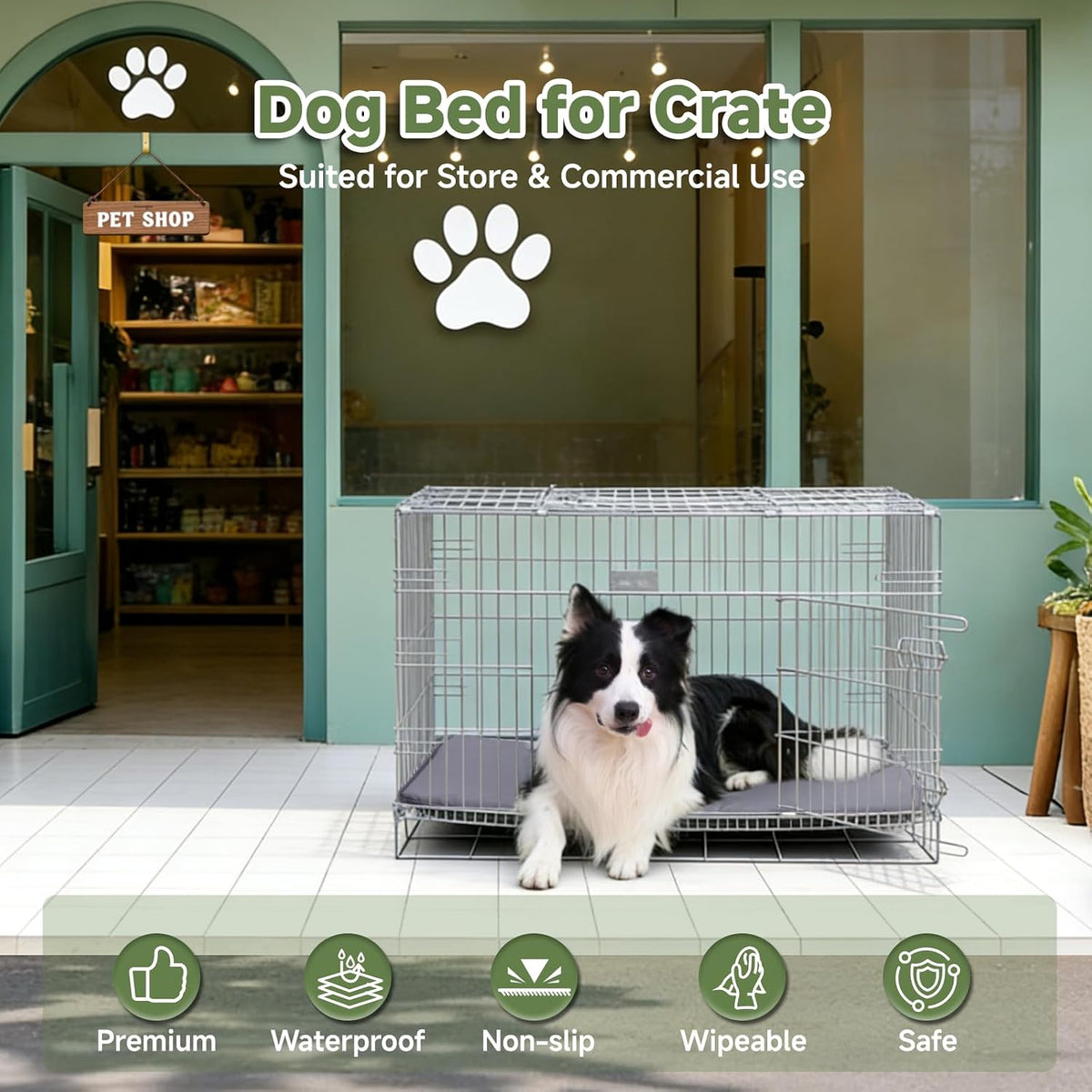 Outdoor XL Dog Crate Pad Bed, Waterproof Wipeable Mat, 41" - Dark Grey / 47"L x 29"W x 1.2"Th - image 2