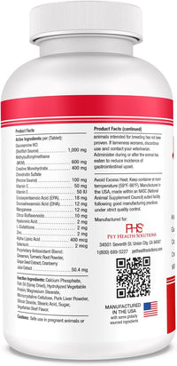 PHS Joint MAX Triple Strength (TS) Chewable Tablets for Dogs - Glucosamine, Chondroitin, MSM - Vitamins, and Antioxidants - Hip and Joint Pain Relief and Support Supplement - Made in USA - 120 Tablets