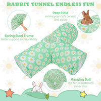 Bunny Tunnels & Tubes, 3-Way Collapsible Rabbit Hideout for Bunnies – Essentials for Small Pets - Greenflower - image 3