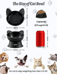 YINEYA 2 Pack Cat Food Bowls Elevated Design for Neck Comfort - Black&White - image 4