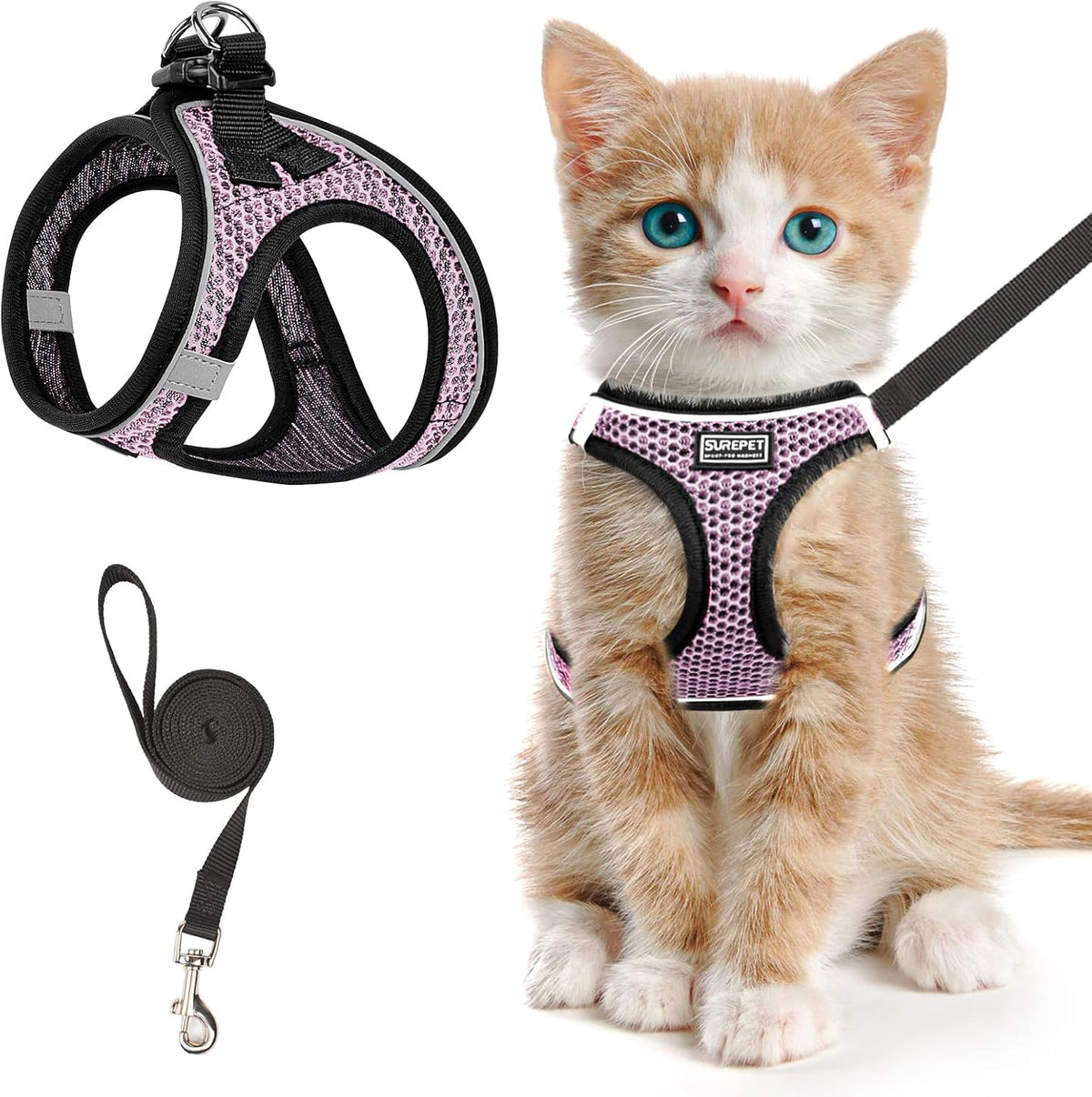 Cat Harness and Leash for Walking Escape Proof - M / Lpink