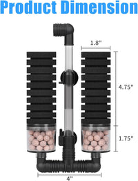AQUANEAT Aquarium Air Powered Sponge Filter with Ceramic Media Balls - Middle - image 2