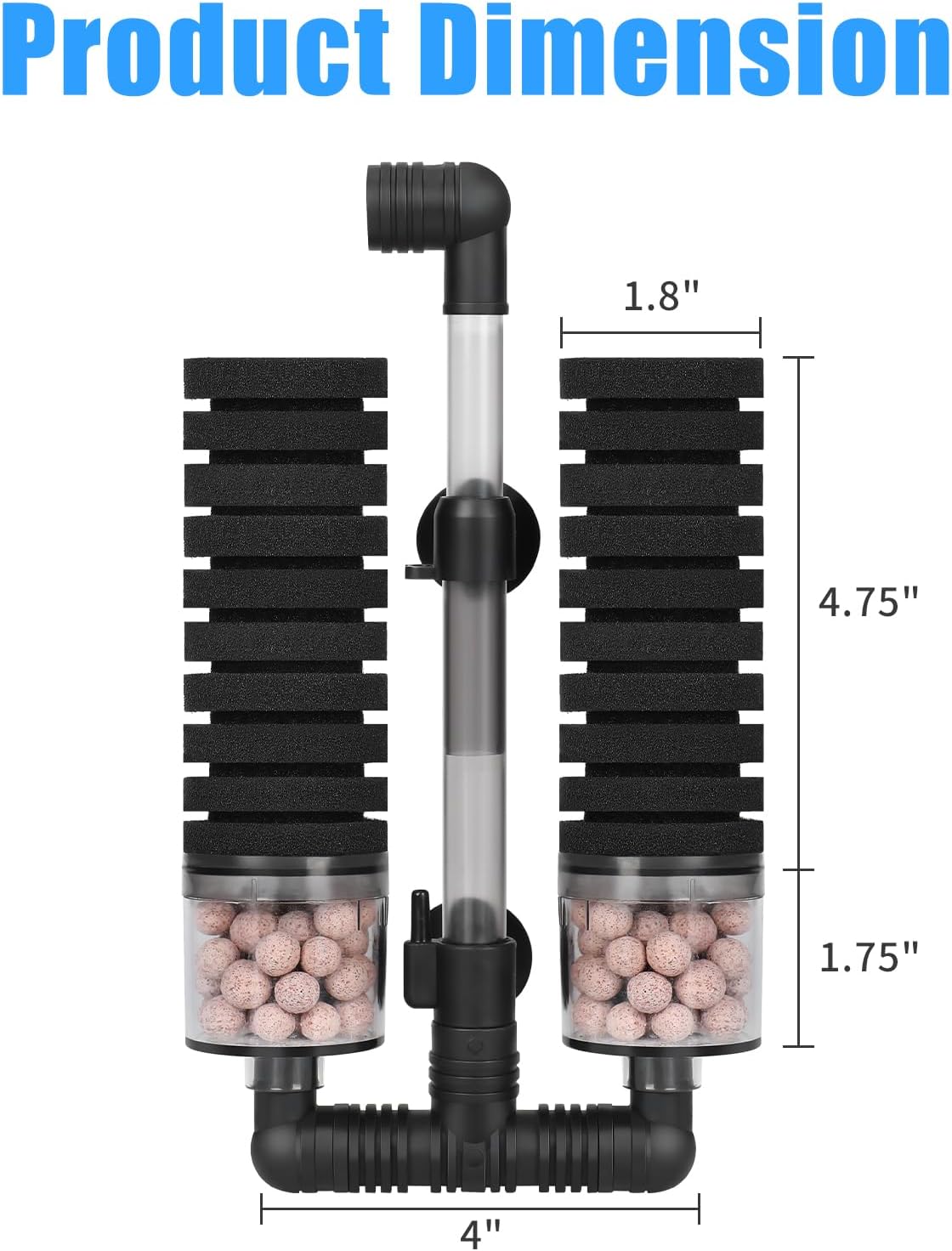 AQUANEAT Aquarium Air Powered Sponge Filter with Ceramic Media Balls - Middle - image 2