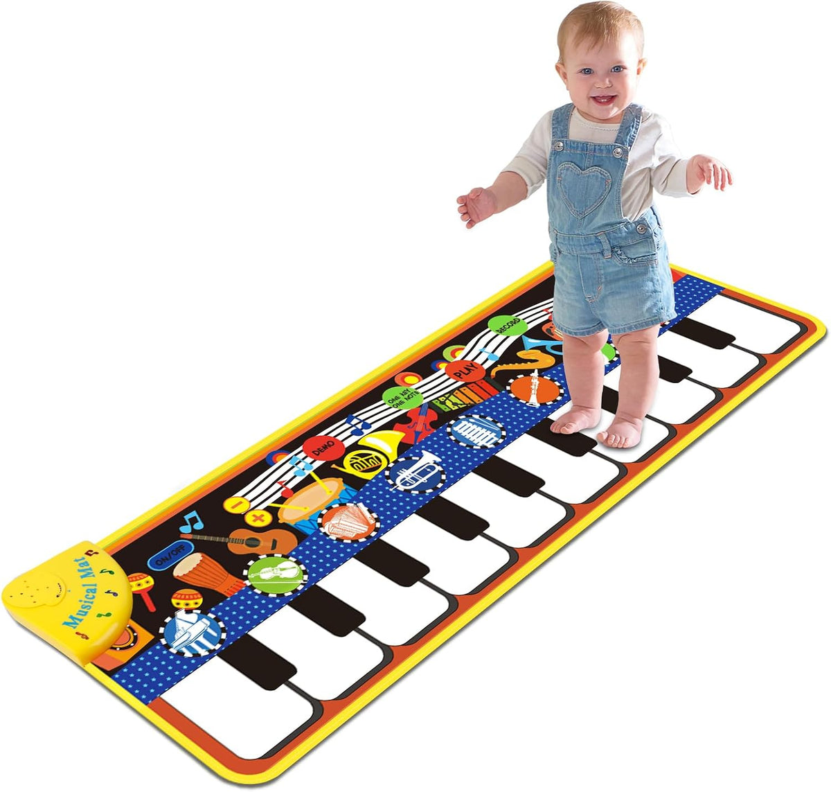Floor Piano Mat, Keyboard Floor Dance Playmat with 28 Sounds & Music – Fun for Kids & Family - 43.3" x 14"