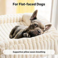 Veehoo Elevated Dog Bed with Bolster Cushion, Fluffy Plush Dog Couch Beds for Small Dogs, Cats, Washable Raised Pet Cot with Non-Slip Feet for Indoor or Patios Use, 24 x 18 Inches, White