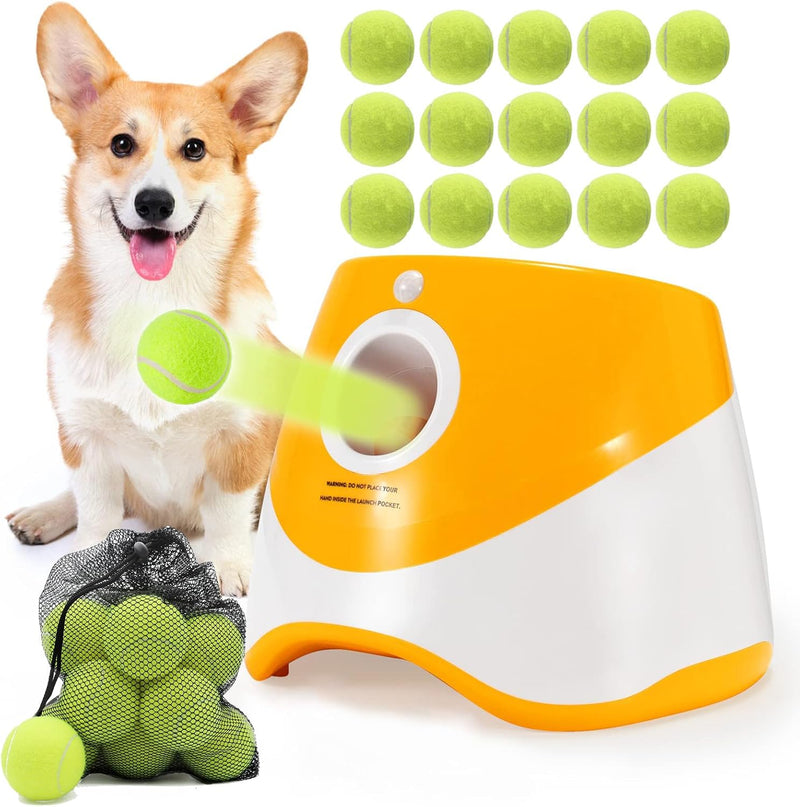 SOCO Automatic Ball Launcher for Dogs, Orange - Orange-15 balls