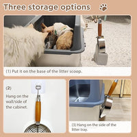Cat Litter Scoop, Litter Scooper, Metal Cat Litter Scoop, Stainless Steel Cat Litter Scoop, Kitten Pooper Lifter, Kitty Metal Scooper with Holder for Cat Litter Box Round Holes Easy Cleaning