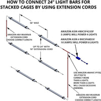 HappyBird Lightning (A Divison of M&M Cage) 24" LED linkable Light bar Without Power Source for Multiple Bird Breeder Cages, Full Spectrum LED. Will NOT Run ON ITS OWN (Single)