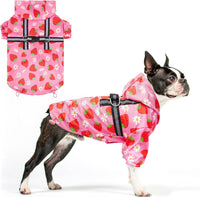 Dog Raincoats for Medium Dogs, Waterproof Rain Jacket with Hood – Essentials for Dogs - Strawberry Pink / L(Back 18.1", Chest 25.5", Neck 18")