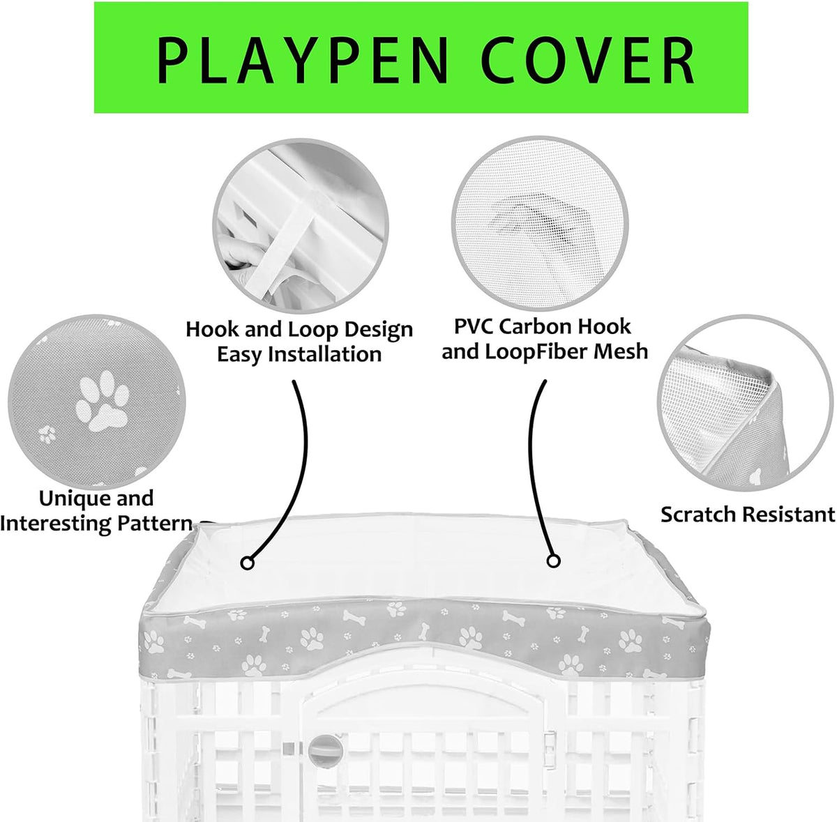 2 Pack Dog Playpen Cover and Bottom Pad Fits for 36 Inch 4 Panels Pet - Gray - image 3