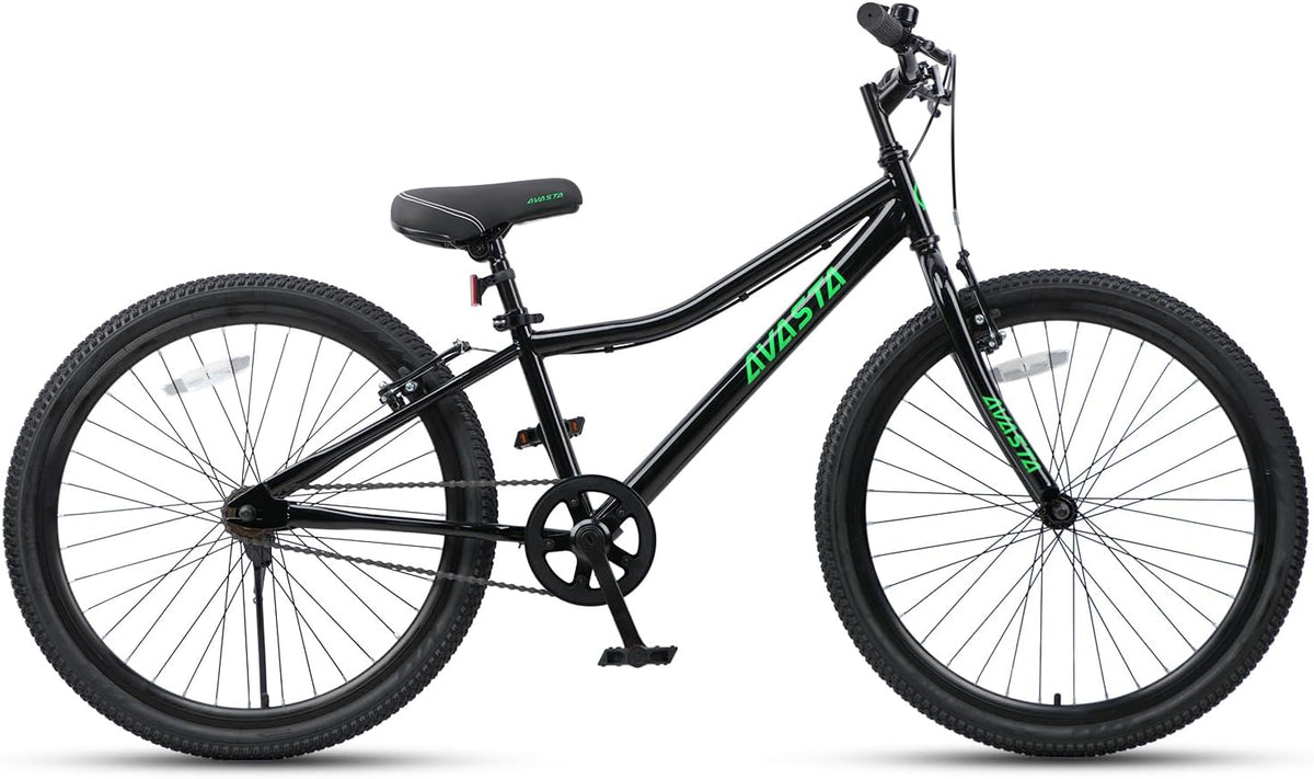 AVASTA Bilbo 18 20 24 Inch Kids Bike for Boys Girls Youth 5-14 Years - Black / 24 Inch with Kickstand - image 2