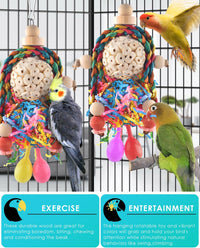 Bissap Conure Toys, 2PCS Bird Parrot Foraging Shredder Hanging Toys Sola Balls with Sand Hammer - 2 PCS - image 4