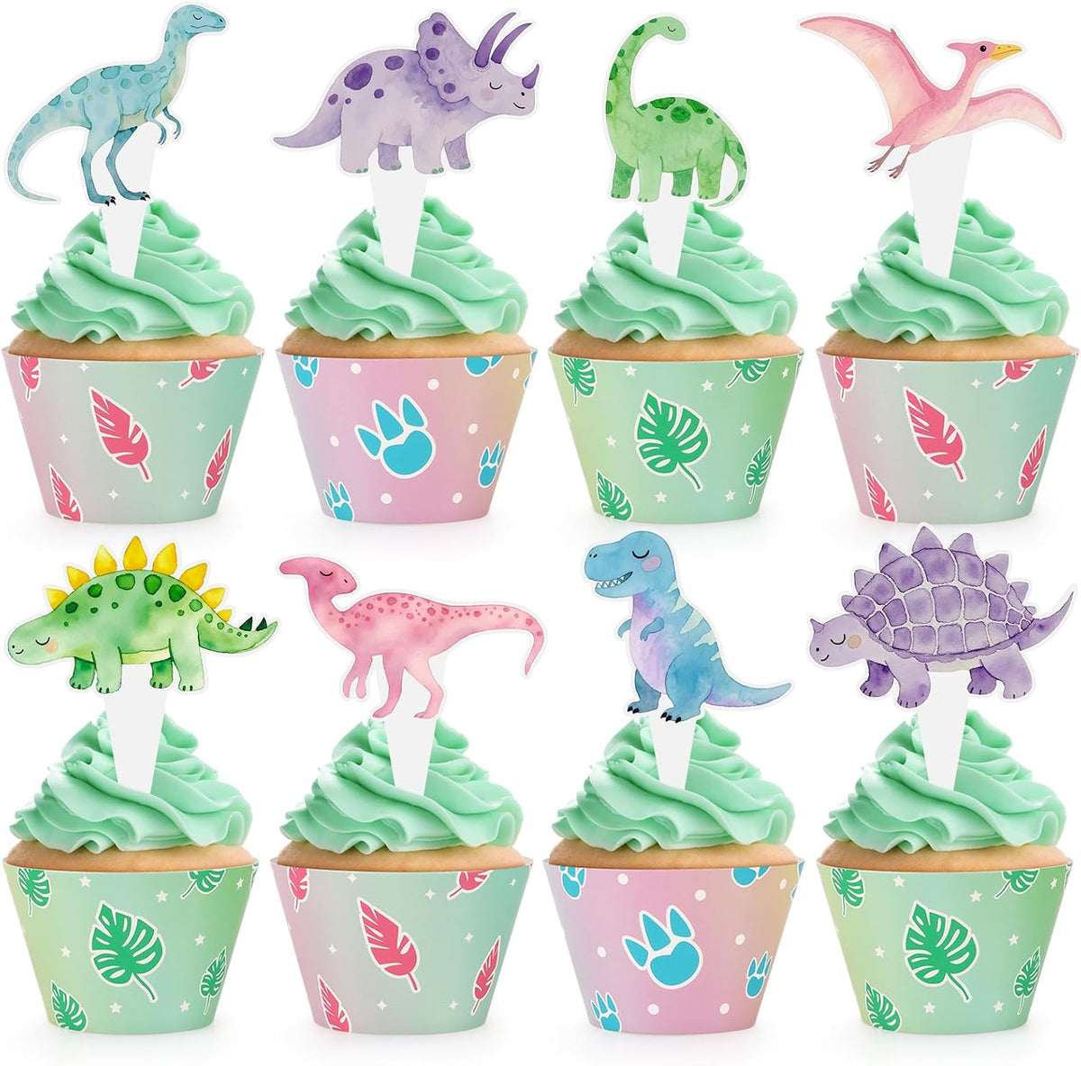 Hxezoc football cupcake toppers and wrappers set with brown and green football designs - view 9