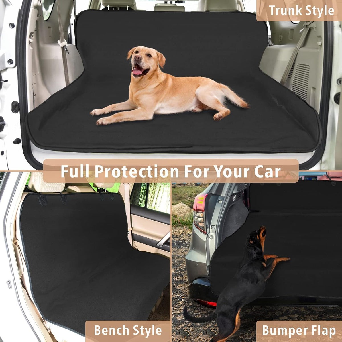 F-color SUV Cargo Liner for Dogs - Black / Large - 90" Long - image 3