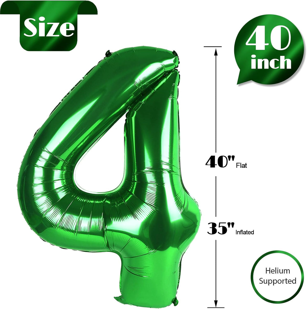 Blue Number 3 Balloon 40 Inch, 3 Balloon Number - Green / Number 4 - image 4