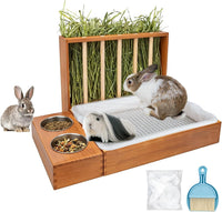3 in 1 Rabbit Hay Feeder with Litter Box - 15.7in Style2 / Coffee 2