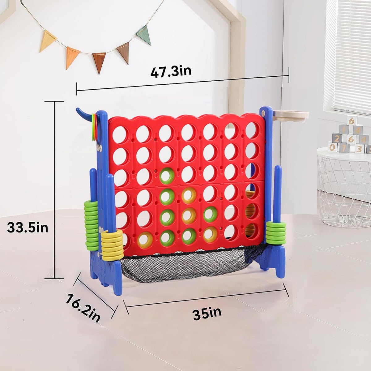 Giant 4 Row Game with Carrying Bag and Mesh Fabric .Giant 4-to-Score - Blue Red - image 4