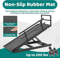 Dog Ramp for Bed, Adjustable Pet Ramps for Dog to Get on Bed, Non-Slip Rubber Surface - Folding Wooden Dog Ramp for Small/Large/Old Dogs, Adjustable up to 27.5 inch High Beds, Safety Railings