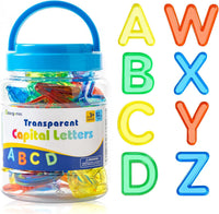 66 Pcs Translucent Letters and Numbers, Light Table Toys - Capital Letters