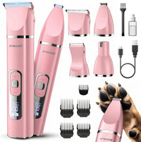 oneisall 4 in 1 Dog Grooming Kit with LCD Display – Essentials for Dogs - Pink