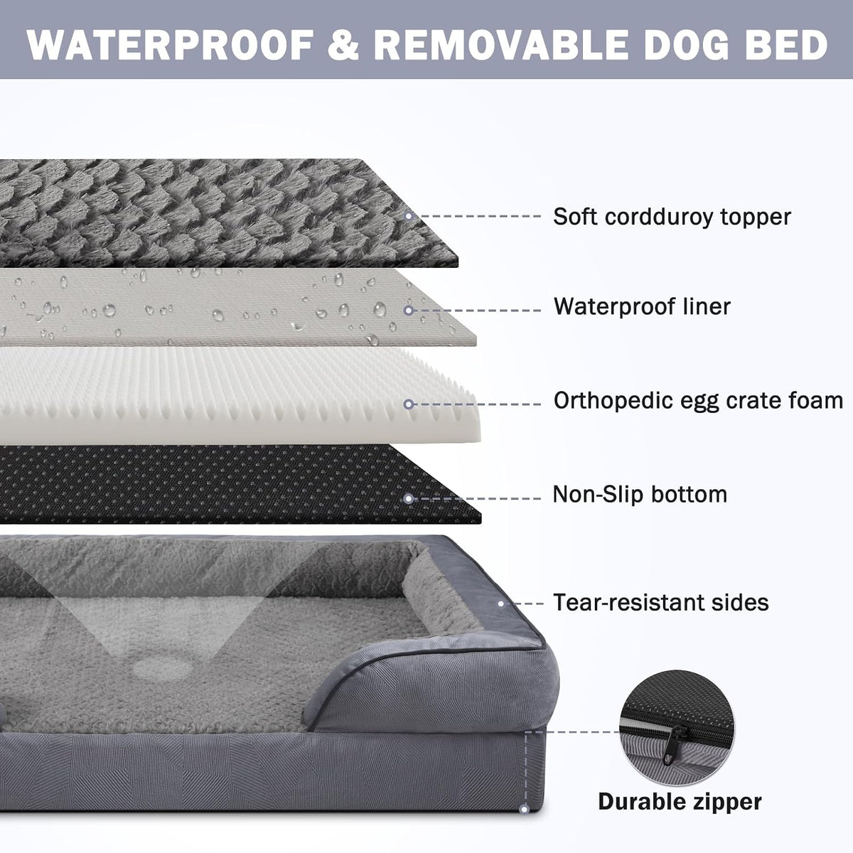 Orthopedic Dog Beds Large Sized - Dark Grey / XL (42"x 32"x 7") - image 4