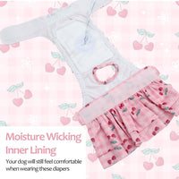 CuteBone Female Dog Diapers with Skirts 3 Pack Reusable Puppy Dresses - Cherry&rainbow&dessert skirts / S - image 2