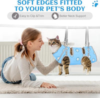 Supet Cat Grooming Hammock, Self-Adhesive Cat Nail Clipper Hammock, Soft Fabric Cat Wrap for Cutting Nails, Quickly Calm Down for Medicine, Teeth Brushing, Ear Cleaning