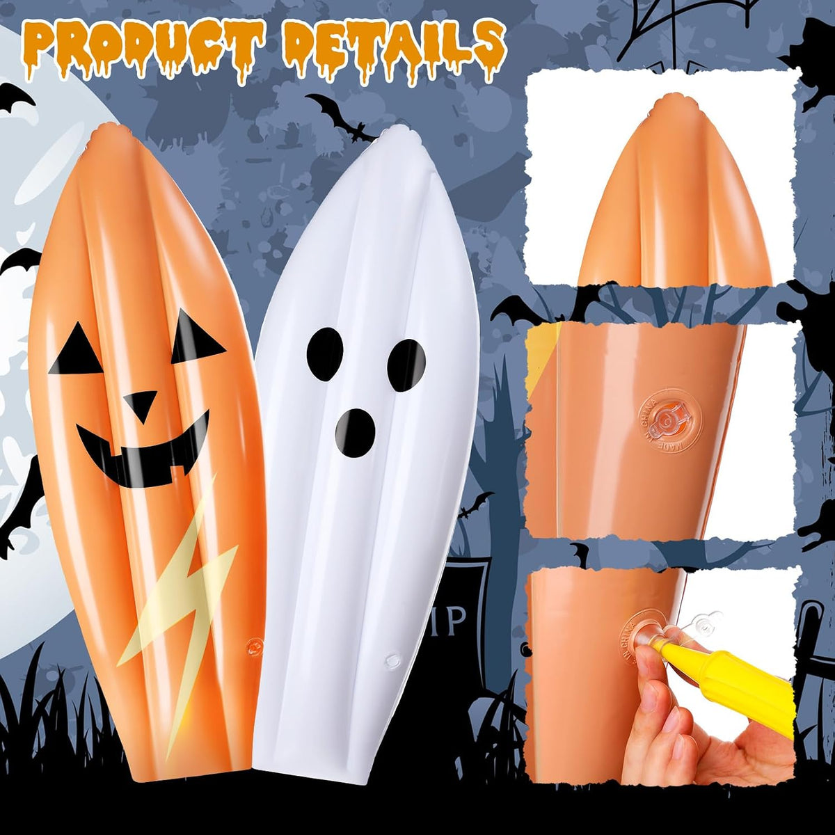 JellyArch inflatable surfboard decorations with tropical flower print, set of 4 - view 22