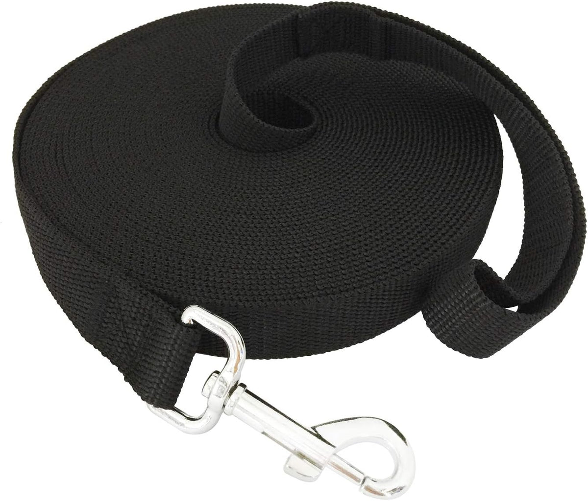 SALO Nylon Training Dog Leash for Small Medium Large Dogs - Black / 3/4 inch x 20 feet