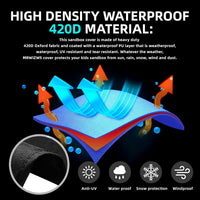 MRWiZMS black octagon sandbox cover in waterproof 420D Oxford fabric with drawstring - view 2