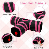 Guinea Pig Tunnel Hideout 3-Way Collapsible Small Pet Tubes - Red Black - image 4
