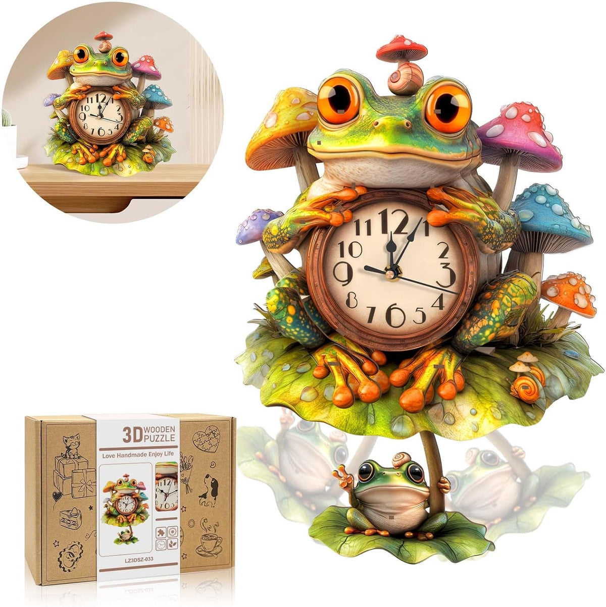 Halloween 3D Puzzles for Adults Halloween Puzzle Clock Adult Craft – Fun for Kids & Family - Frog Clock